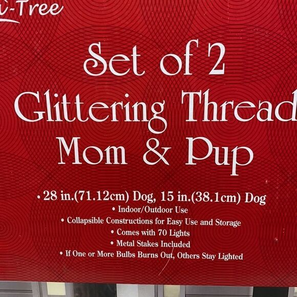 trim a tree set of 2 Glittering thread mom & pup dog Christmas outdoor - Picture 3 of 5